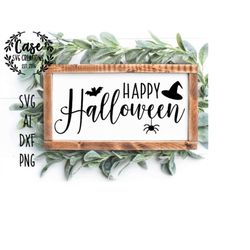 Happy Halloween SVG Cutting File, AI, Dxf and Printable PNG Files | Cricut Cameo Silhouette | Farmhouse Witch Bat Spooky