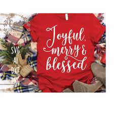 Joyful Merry and Blessed SVG Cutting File, Ai, Dxf and Printable PNG Files | Cricut Cameo Silhouette | Merry Christmas |