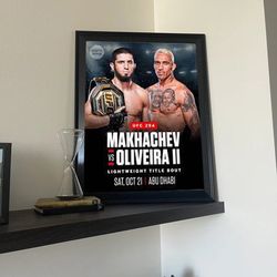 UFC 294  Poster, Islam Makhachev vs Charles Oliveira - UFC 294 Lightweight Title Bout OCT 21 Abu Dhabi Poster, No Framed