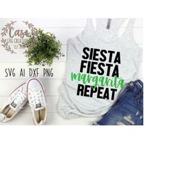 Siesta Fiesta Margarita Repeat SVG Cutting File, Ai, Dxf and Printable PNG Files | Cricut, Silhouette and Cameo | Mexico