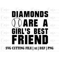 Diamonds are a Girl's Best Friend SVG Cutting File, Ai, Png and Dxf | Instant Download | Cricut and Silhouette | Basebal