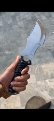 Custom handmade D2 steel outdoor hunting tracker knife with resin handle.