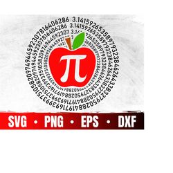 Apple Pi SVG | Math Teacher SVG | Happy Pi Day PNG | Back To School Cricut File | 3.1416 Cut File | Commercial Use & Dig