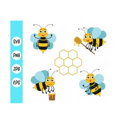 Bee cartoon svg bundle set,Cute Bee svg ,Bumblebee svg cut file, Cute honey bee svg , Beehive svg clipart, Instant Downl