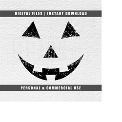 Distressed Pumpkin Face Svg, Smiling Carved Face, Halloween Svg, Cricut Svg, Engraving File Svg, Cut File Svg, Instant D