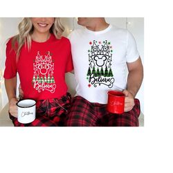 Disney Christmas Believe Shirt, Disney Castle Shirt, Matching Family Christmas Shirt, Xmas Disneyland Shirt,Disney Coupl