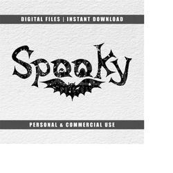 Spooky Svg, Halloween Svg, Bat Svg, Distressed Svg, Cricut Svg, Engraving File Svg, Cut File Svg, Instant Download