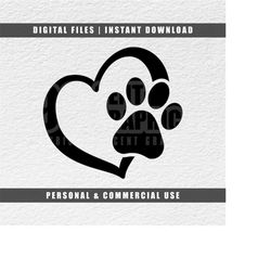 Heart Paw Svg, Paw Print Svg, Dog Paw Svg, Animal Lover Svg, Vector File Svg, Silhouette Svg, Engraving File, Instant Do
