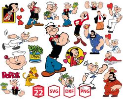 Popeye SVG, Popeye Vector, Popeye Svg Bundle, Disney Popeye Svg, Popeye Cricut File, Popeye Cut File, Popeye Png, Pop