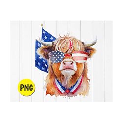 Western 4th Of July  American Cow PNG Sublimation Designs, 4th of July Sublimation Designs, Independence day png ,PNG Fi