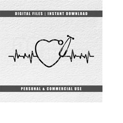 Heart EKG svg, Nurse svg, Stethoscope Svg, Healthcare Svg, Cricut Svg, Png, Jpg, Pdf, Instant Download