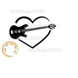Heart and Guitar SVG, Guitar SVG, Music SVG, heart svg, svg file for cricut, png, cut file