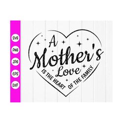 A mother's love is the heart of the family svg, mom svg, Mom Life svg,Gift for Mom,mothers day gift,Family ,Instant Down