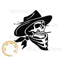 Cowboy skull Svg, Cowboy skeleton svg, Cowboy skull with cigar svg, Cowboy skull cut file
