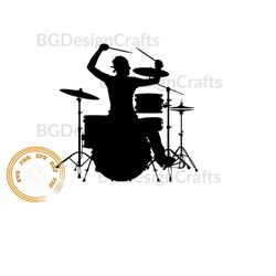 Drummer SVG, Drummer Png, Drummer Silhouette, Drum svg, musician svg, cut file, dxf