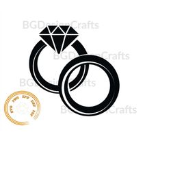 Wedding rings 4 Wedding rings svg, Ring svg, Diamond ring svg, wedding svg, marriage proposal png, cut file, clipart