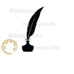 Quill Svg, Ink bottle svg, Feather Quill Clipart, ink pen png, svg file for cricut