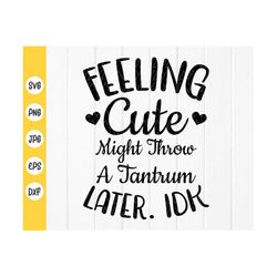 Feeling Cute Might Throw A Tantrum Later. IDK SVG,Funny Baby SVG,Toddler Girl svg,Cute Baby svg,kids shirt,Instant Downl
