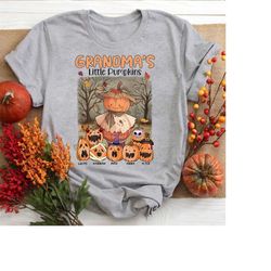 Grandma Little Pumpkins Shirt, Halloween Nana Shirt, Personalized Grandma Fall Autumn Shirt