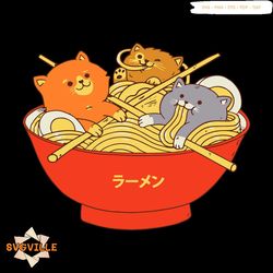 Kawaii Anime Cat Svg, Trending Svg, Japanese Ramen Noodles Svg, Noodles Bowl Svg, Anime Svg, Anime Lovers Svg, Cat Svg,