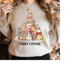 Merry Catmas Christmas Shirt, Christmas Cat Shirt, Cute Cat Shirt, Retro Christmas Cat Shirt, Cat Lover Shirt