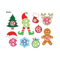 Christmas Monogram SVG,Christmas Elf Monogram Frame svg,Christmas SVG,Silhouette,Die Cut,Cutting,Vinyl,Clipart,Vector,Sc