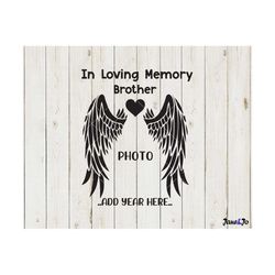 Memorial Day Brother SVG Memorial Day Svg,Memory Angel Wings Heart SVG,Memory svg Shirt Clipart In Loving Memory SVG Cir