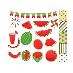 Watermelon Clipart , Watermelon Clip art , Fruits Clipart Digital Papers Watermelon ,party Clipart,Summer Clipart,Instan