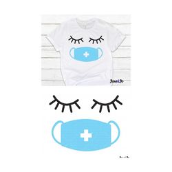 Face Mask SVG , Clipart,Eyelashes with facemask Svg file Silhouette Circut cutting file,Iron on transfer,Quarantine Mask