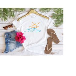 Women Sunshine Shirt, Rising Sun Shirt, Sunrise Shirt,  Vacation Shirt, Summer T-Shirt, Summer Tee Gift, Beach Shirt, Po