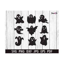 Ghost SVG, Halloween Svg,Ghost bundle SVG PNG Dxf Circut Silhouette,Ghost Clipart,Ghost cut files, Vector Ghosts svg Shi