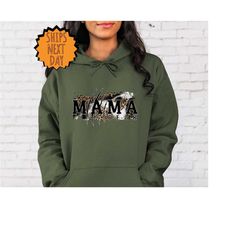 Mama Bear Leopard Hoodie, Mama Bear Hoodie, Mommy Hoodie, Retro Mama Hoodie, Mothers Day Gift, Gift For Her, Gift For Ma