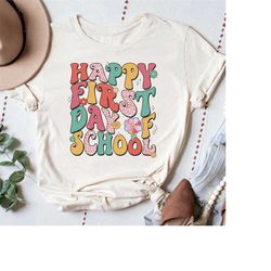 Happy First Day Of School Shirt, Vintage Teacher Shirt, Back to School Shirt Teacher, Teacher Gift