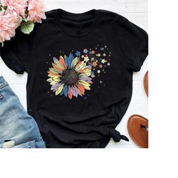 Lgbt Pride Sunflower Shirt, Retro Rainbow Flower Shirt,  Pride Shirt, LGBTQIA Shirt, Pride Ally Shirt