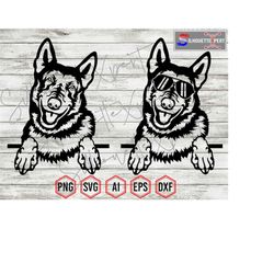 2 Cool Peeking German Shepherd svg, Police K9 svg, K9 unit svg - Clipart, Cricut, CNC, Vinyl Cutter, Decal Sticker, T-Sh