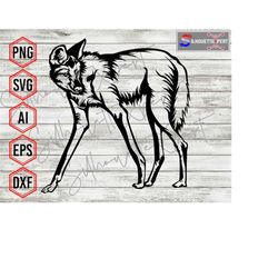 Standing Maned Wolf svg, Adorable wolf svg, Animal svg, Wildlife svg - Clipart, Cricut, CNC, Vinyl Cutter, Decal Sticker