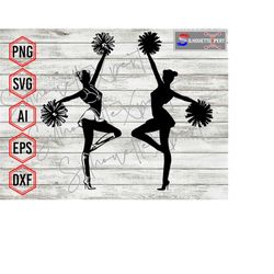 cheerleader silhouette 1, cheerleader svg - cricut, cnc, laser, vinyl cutter, decal sticker, t-shirt file.