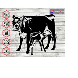 Cow svg, Farm Animals svg, Cow Mother svg - Vector, Clipart, Silhouette, Cricut, CNC, Laser, Vinyl Cutter, Decal Sticker