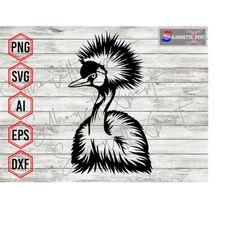 Crowned Crane svg, Adorable Bird svg, Bird svg - Clipart, Silhouette, Cricut, CNC, Laser, Vinyl Cutter, Decal Sticker, T