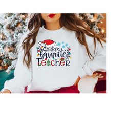 Christmas Teacher Shirt, Santa's Favorite Teacher Shirt, Christmas Teacher Gift, Funny Christmas Teacher Tee, Christmas