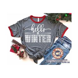 Hello Winter svg, Merry and Bright svg, Merry Christmas svg, Winter svg, Holiday svg, Snowflake svg, Svg Dxf Eps Ai Png