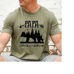Papa Bear Shirt, Dad Shirt, Papa Shirt, Personalized Grandpa Father Shirt, Gift For Father's Day