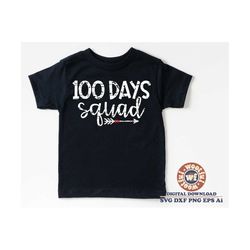 100 Days Squad svg, 100 Days of School svg, 100th Day svg, Hundred Days svg, 100 svg, Grunge svg, SVG Dxf Eps Ai Png Sil