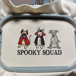 Cute Spooky Ghost Dog Embroidery Machine Design, Halloween Spooky Vibes Embroidery Design, Spooky Dog Squad Embroidery File
