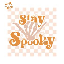 Retro Floral Stay Spooky Skeleton Hand SVG Cutting File