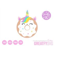 SVG Unicorn, Cut File for Circut, Unicorn Clipart, Unicorn Donut, Cutting File Svg, Unicorn Party Invitation, Birthday C