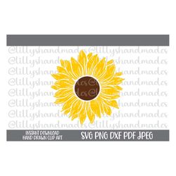 Sunflower Svg Files, Sunflower Sublimation, Sunflower Clipart, Sunflower Png, Sunflower Vector, Sunflower Drawing, Sunfl