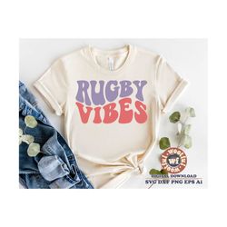 Rugby Vibes svg, Rugby Player svg, Rugby Fan svg, Rugby Mom svg, Sports svg, Wavy Letters svg, Svg Dxf Eps Ai Png Silhou