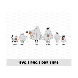 Ghost Family Svg, Custom Halloween Svg, Halloween Family Portrait Png, Personalized Family Png, Custom Family with Pets,