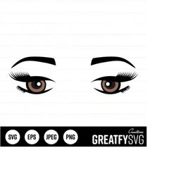 Eye SVG, Eyes SVG, Woman Eyes Svg, Woman Face, Cut Files, Cricut files, Eyelashes, Eyelashes Svg, Vector Eyes, Woman Fac